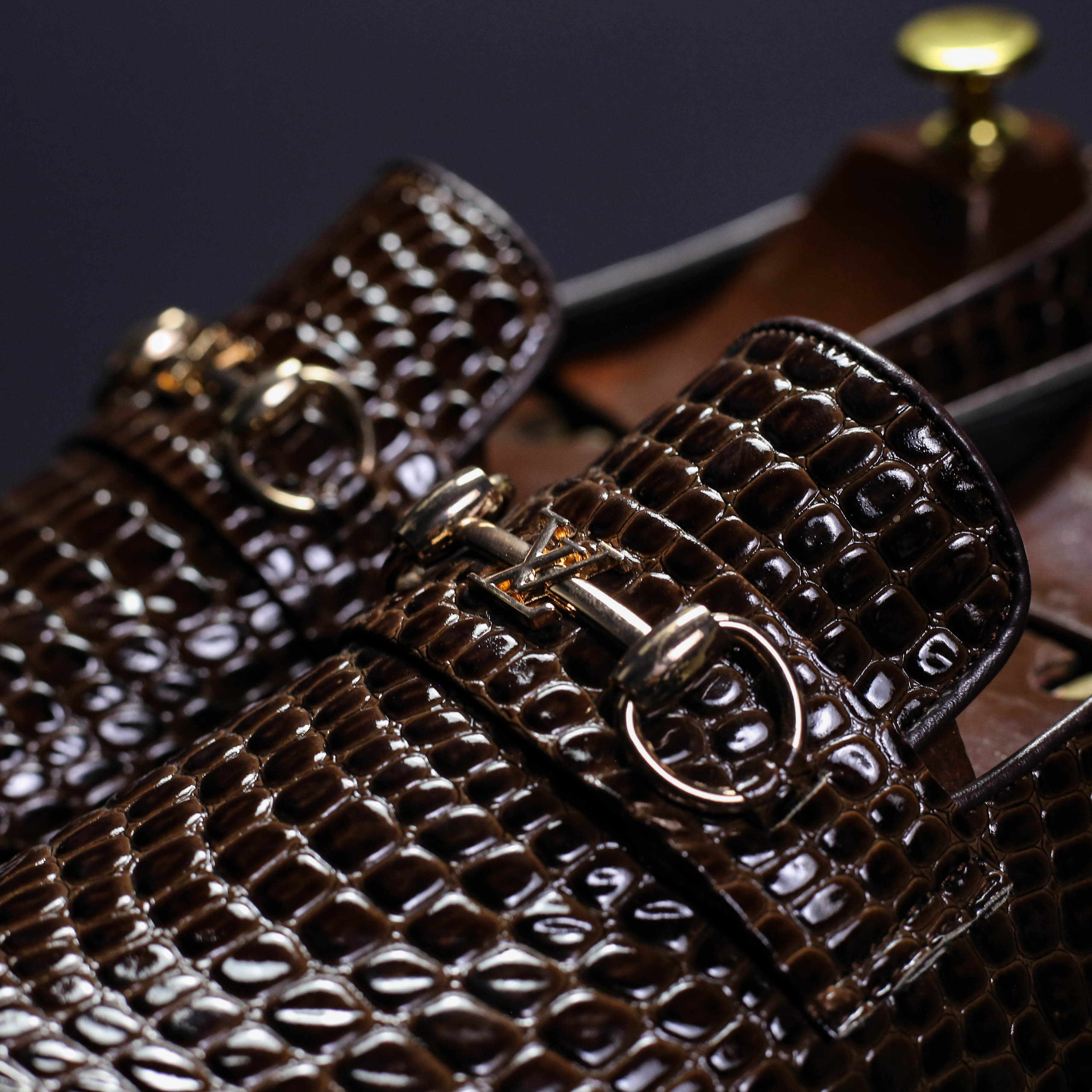Larrigan brown textured footwear detail