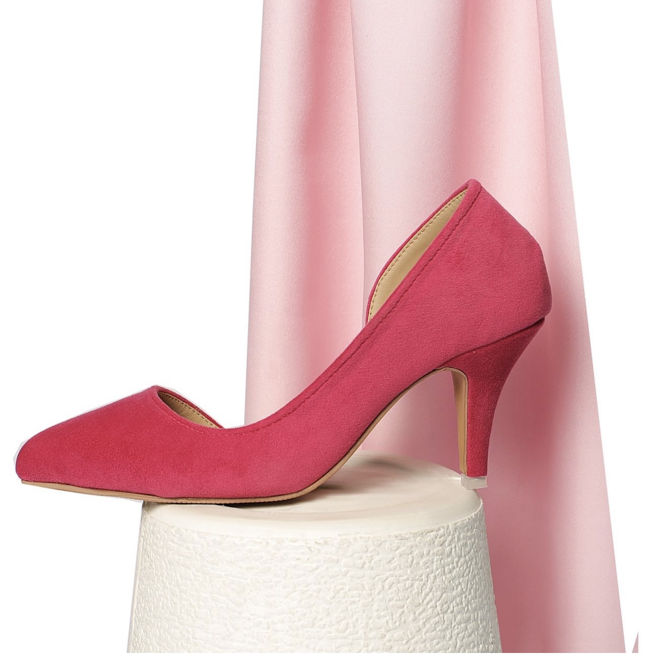 Pink shoe product photograph